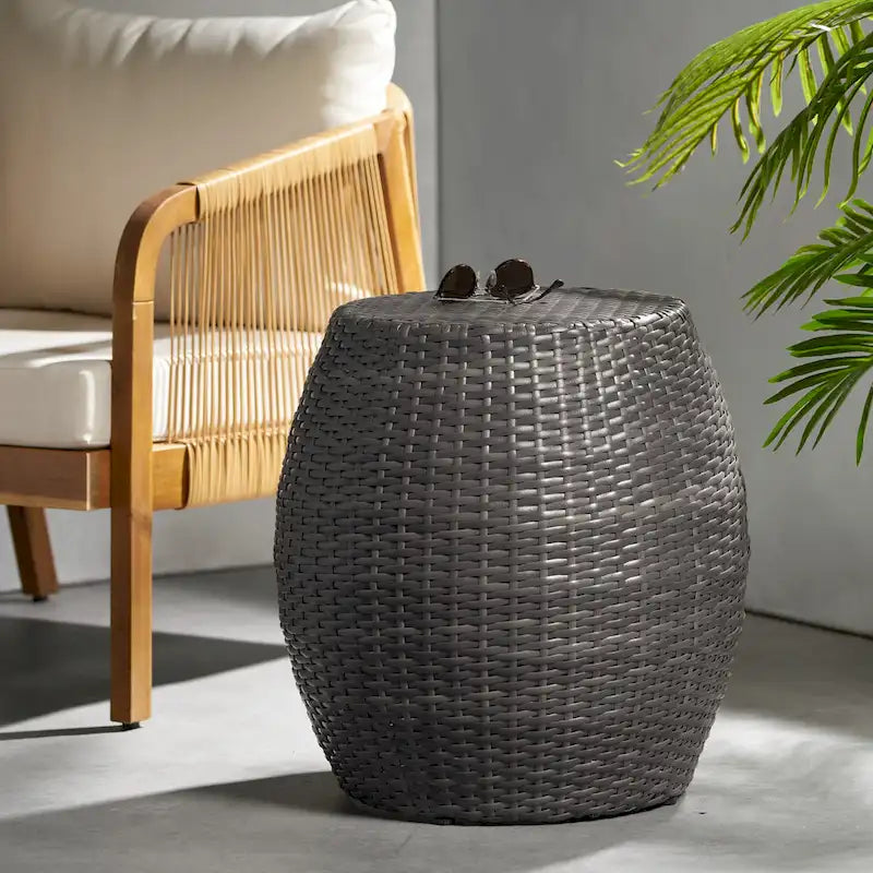 Canary Outdoor 14-inch Wicker Side Table by Christopher Knight Home