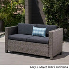Causeuse d'extérieur en osier Puerta avec coussin par Christopher Knight Home