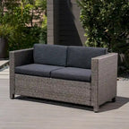 Causeuse d'extérieur en osier Puerta avec coussin par Christopher Knight Home
