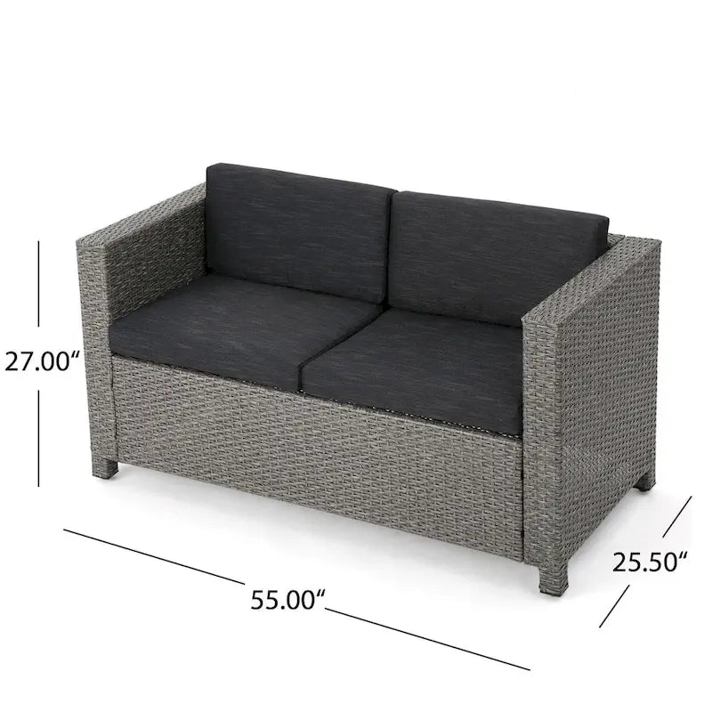 Causeuse d'extérieur en osier Puerta avec coussin par Christopher Knight Home