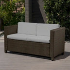 Causeuse d'extérieur en osier Puerta avec coussin par Christopher Knight Home