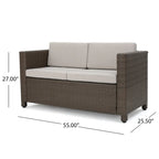 Causeuse d'extérieur en osier Puerta avec coussin par Christopher Knight Home