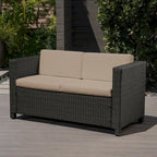 Causeuse d'extérieur en osier Puerta avec coussin par Christopher Knight Home