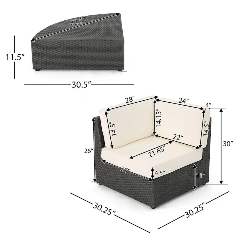Ensemble de sectionnel 8 pièces d'extérieur Santa Cruz par Christopher Knight Home