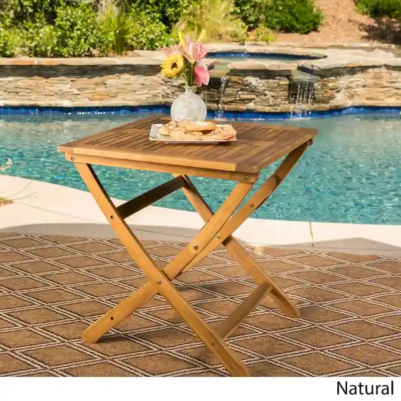 Table d'appoint d'extérieur pliable en bois d'acacia Positano par Christopher Knight Home