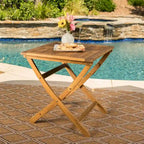 Positano Outdoor Foldable Acacia Wood Side Table by Christopher Knight Home