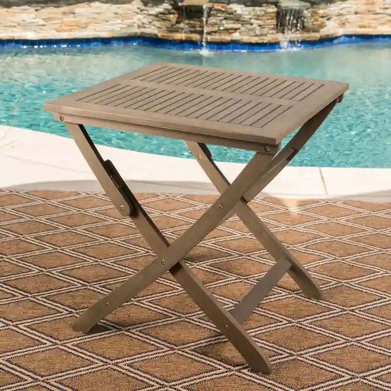 Table d'appoint d'extérieur pliable en bois d'acacia Positano par Christopher Knight Home