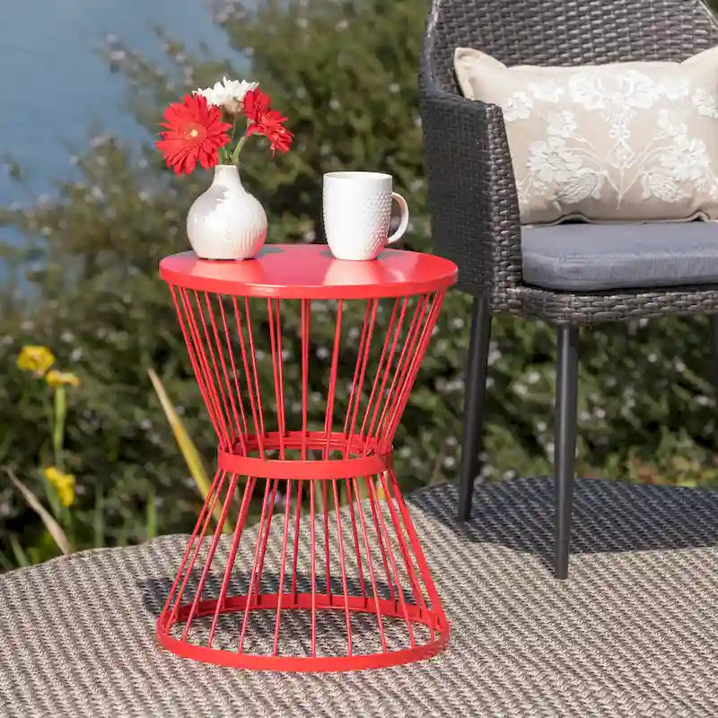 Table d'appoint ronde en fer forgé Lassen par Christopher Knight Home