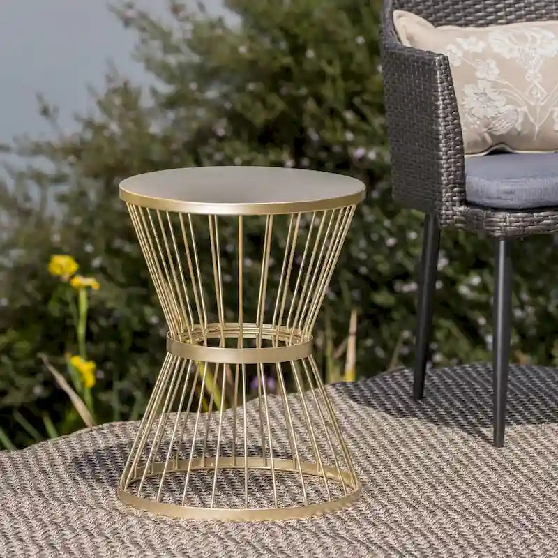 Table d'appoint ronde en fer forgé Lassen par Christopher Knight Home