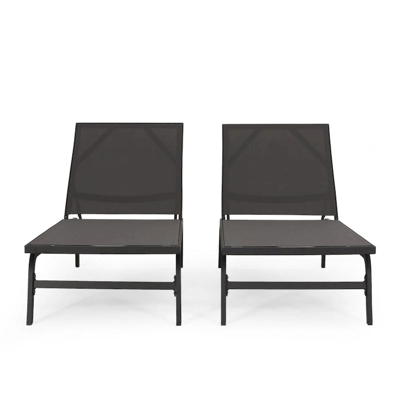 Chaise longue d'extérieur Finn en aluminium et maille par Christopher Knight Home