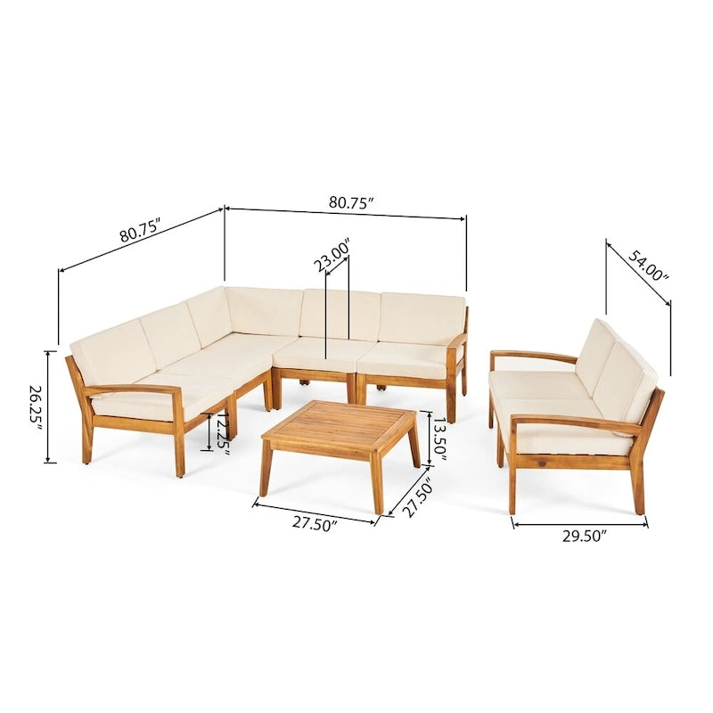 Ensemble de sectionnel 7 places en bois d'acacia d'extérieur Grenada par Christopher Knight Home