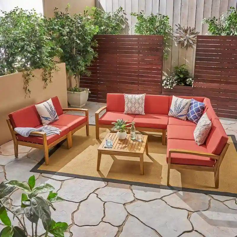 Ensemble de sectionnel 7 places en bois d'acacia d'extérieur Grenada par Christopher Knight Home