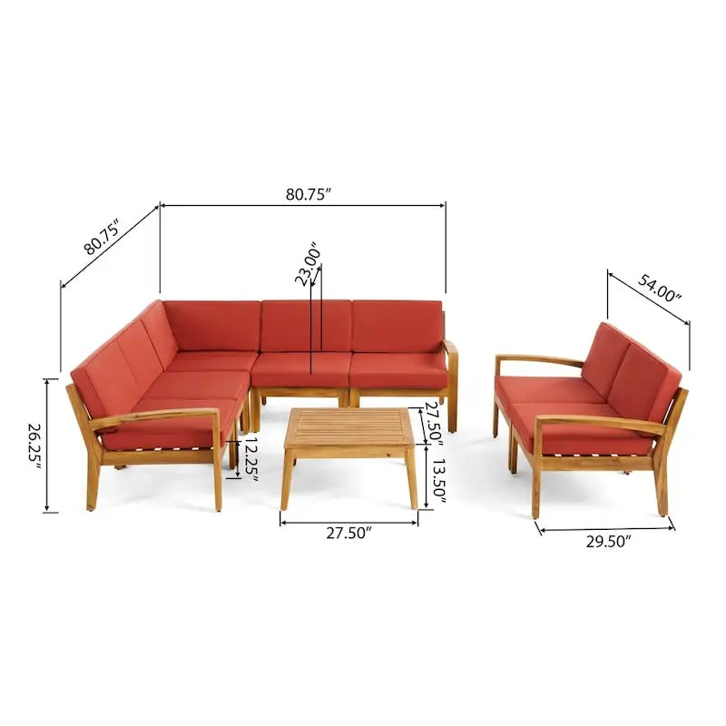 Ensemble de sectionnel 7 places en bois d'acacia d'extérieur Grenada par Christopher Knight Home