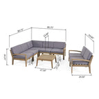 Ensemble de sectionnel 7 places en bois d'acacia d'extérieur Grenada par Christopher Knight Home