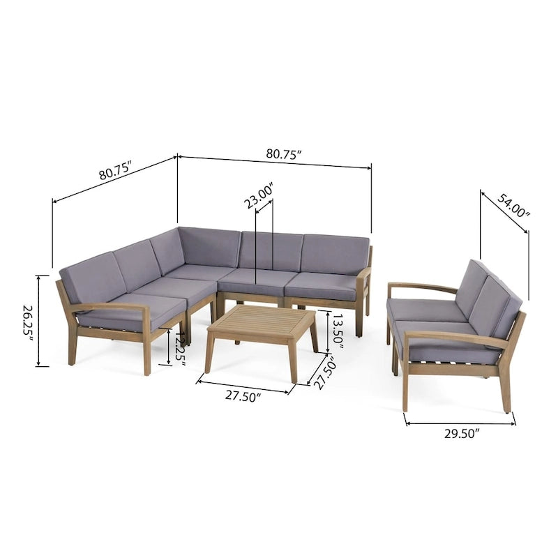 Ensemble de sectionnel 7 places en bois d'acacia d'extérieur Grenada par Christopher Knight Home