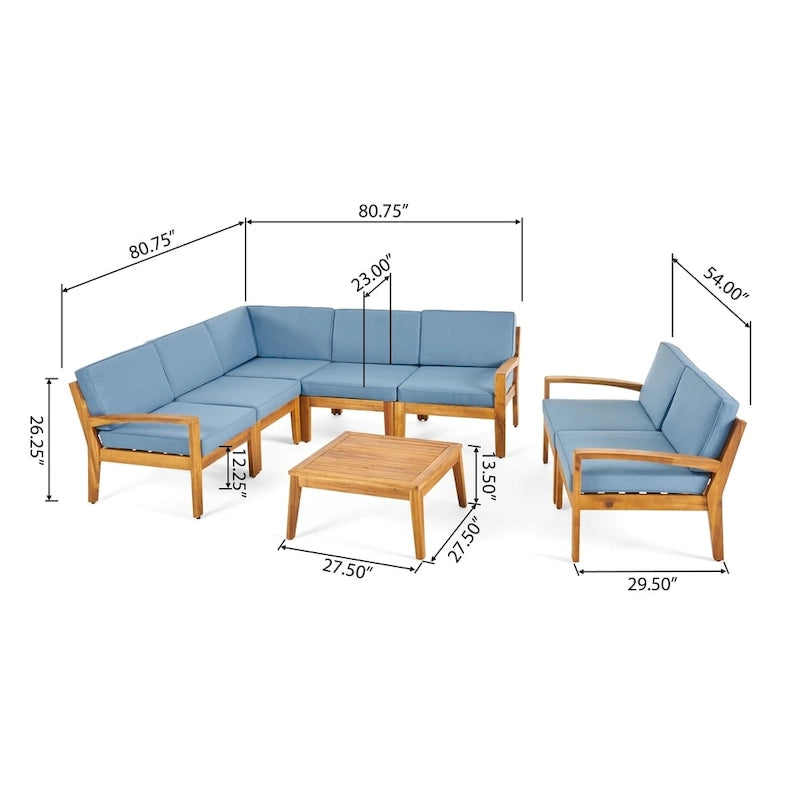Ensemble de sectionnel 7 places en bois d'acacia d'extérieur Grenada par Christopher Knight Home