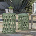 Ensemble de tables d'appoint gigognes Selen Outdoor de 12 et 14 pouces en treillis par Christopher Knight Home