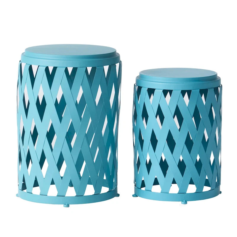 Ensemble de tables d'appoint gigognes Selen Outdoor de 12 et 14 pouces en treillis par Christopher Knight Home