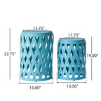 Ensemble de tables d'appoint gigognes Selen Outdoor de 12 et 14 pouces en treillis par Christopher Knight Home