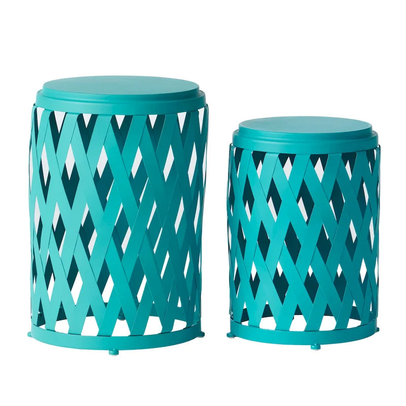 Ensemble de tables d'appoint gigognes Selen Outdoor de 12 et 14 pouces en treillis par Christopher Knight Home