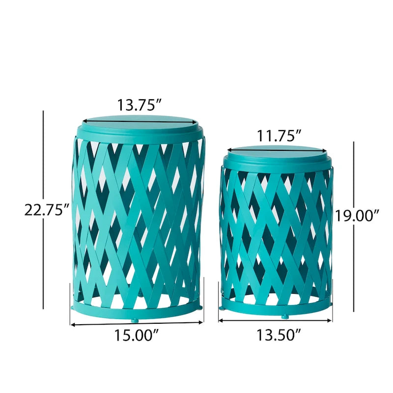 Ensemble de tables d'appoint gigognes Selen Outdoor de 12 et 14 pouces en treillis par Christopher Knight Home