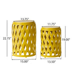 Ensemble de tables d'appoint gigognes Selen Outdoor de 12 et 14 pouces en treillis par Christopher Knight Home
