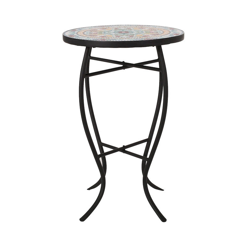 Table d'appoint d'extérieur La Crescenta avec plateau en mosaïque par Christopher Knight Home