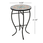 Table d'appoint d'extérieur La Crescenta avec plateau en mosaïque par Christopher Knight Home