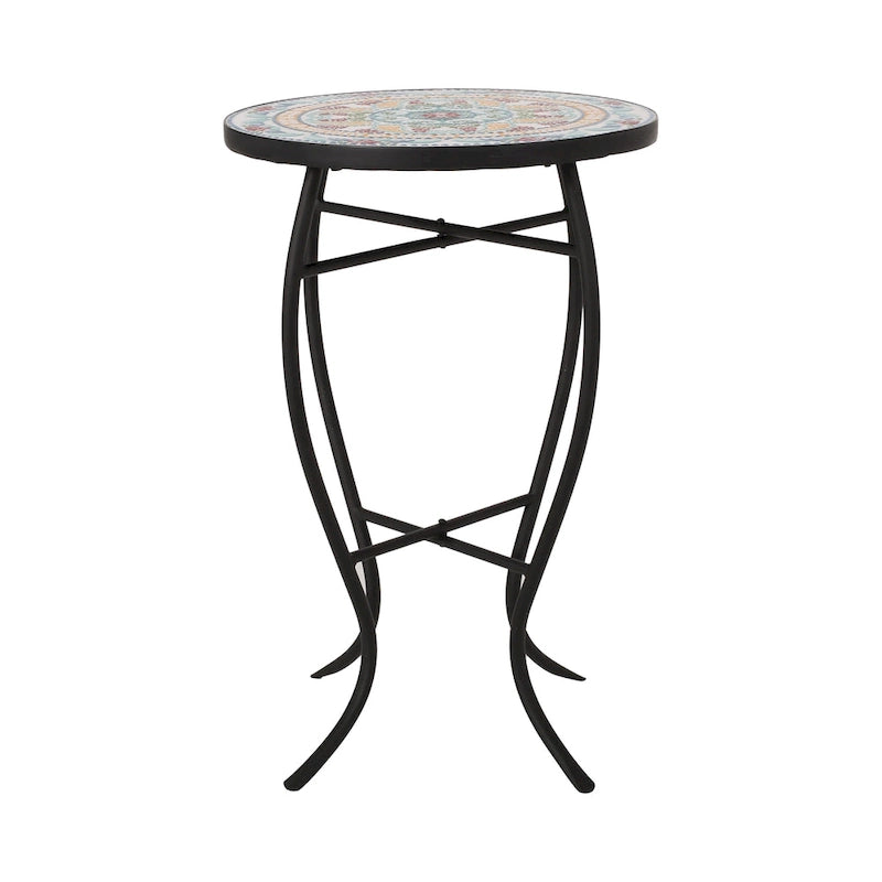 Table d'appoint d'extérieur La Crescenta avec plateau en mosaïque par Christopher Knight Home