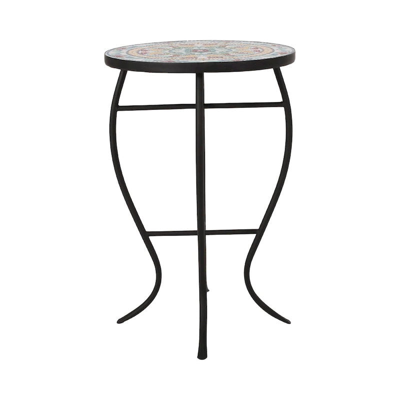 Table d'appoint d'extérieur La Crescenta avec plateau en mosaïque par Christopher Knight Home