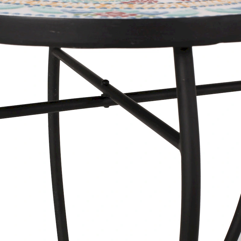 Table d'appoint d'extérieur La Crescenta avec plateau en mosaïque par Christopher Knight Home