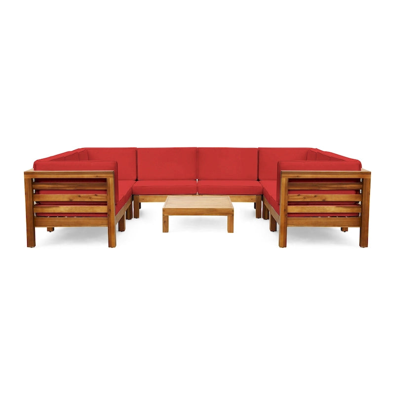Ensemble de canapé d'angle en acacia 9 pièces Oana Outdoor par Christopher Knight Home