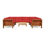Ensemble de canapé d'angle en acacia 9 pièces Oana Outdoor par Christopher Knight Home