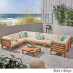 Ensemble de canapé d'angle en acacia 9 pièces Oana Outdoor par Christopher Knight Home