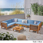 Ensemble de canapé d'angle en acacia 9 pièces Oana Outdoor par Christopher Knight Home