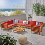 Ensemble de canapé d'angle en acacia 9 pièces Oana Outdoor par Christopher Knight Home