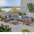Ensemble de canapé d'angle en acacia 9 pièces Oana Outdoor par Christopher Knight Home