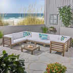 Ensemble de canapé d'angle en acacia 9 pièces Oana Outdoor par Christopher Knight Home
