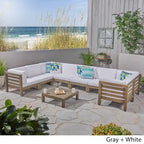 Ensemble de canapé d'angle en acacia 9 pièces Oana Outdoor par Christopher Knight Home