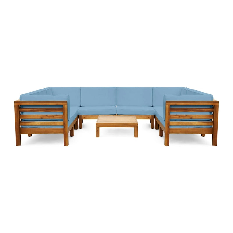Ensemble de canapé d'angle en acacia 9 pièces Oana Outdoor par Christopher Knight Home
