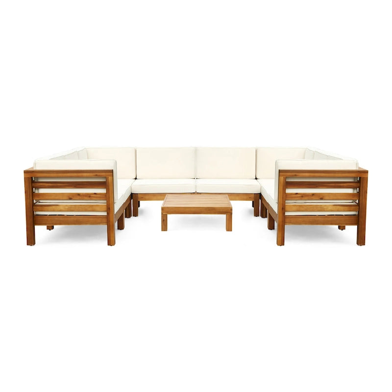Ensemble de canapé d'angle en acacia 9 pièces Oana Outdoor par Christopher Knight Home