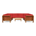 Ensemble de canapé d'angle en acacia 9 pièces Oana Outdoor par Christopher Knight Home