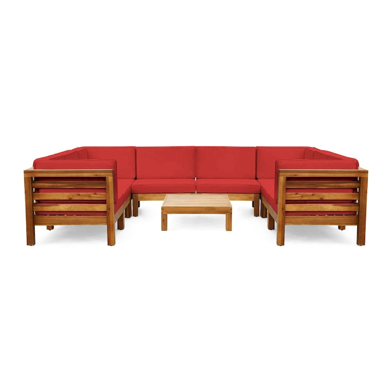 Ensemble de canapé d'angle en acacia 9 pièces Oana Outdoor par Christopher Knight Home