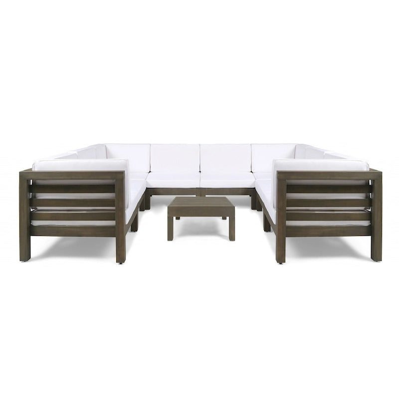 Ensemble de canapé d'angle en acacia 9 pièces Oana Outdoor par Christopher Knight Home