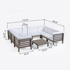 Ensemble de canapé d'angle en acacia 9 pièces Oana Outdoor par Christopher Knight Home