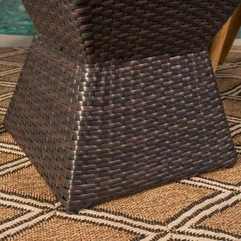 Table d'appoint carrée en osier Calhoun Outdoor par Christopher Knight Home