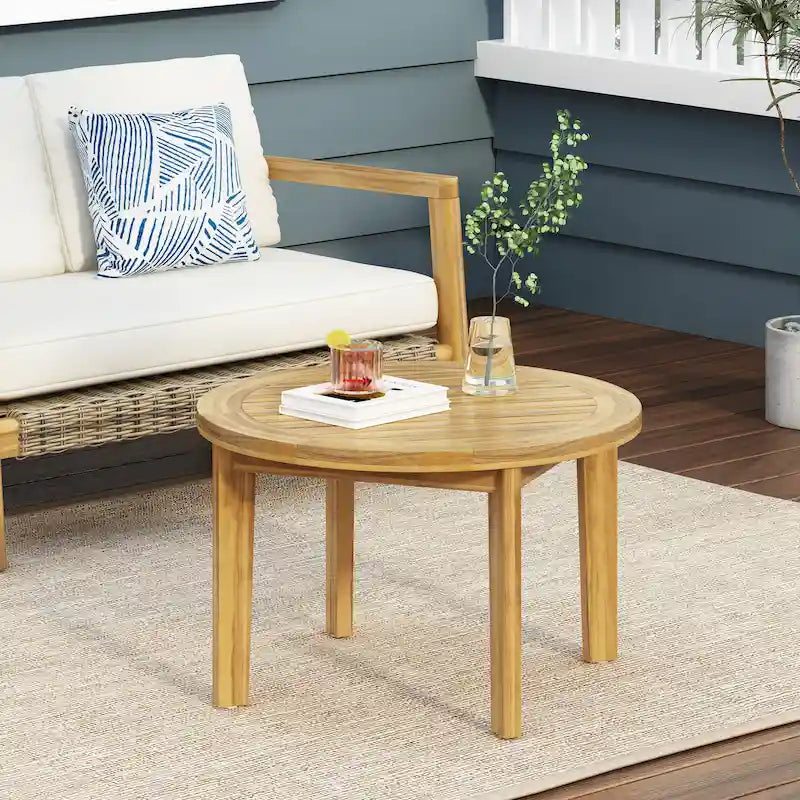 Table basse d'extérieur circulaire Solano en bois d'acacia par Christopher Knight Home