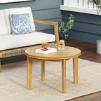 Solano Acacia Wood Outdoor Circular Coffee Table by Christopher Knight Home
