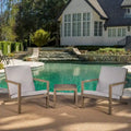Salon de jardin 3 pièces Leah en bois d'acacia avec coussins par Christopher Knight Home