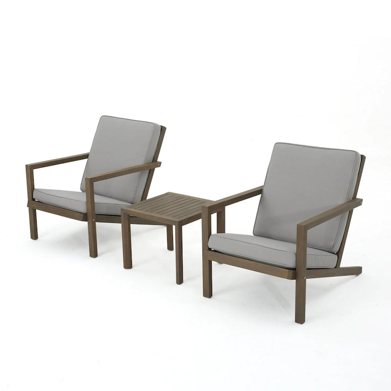 Salon de jardin 3 pièces Leah en bois d'acacia avec coussins par Christopher Knight Home